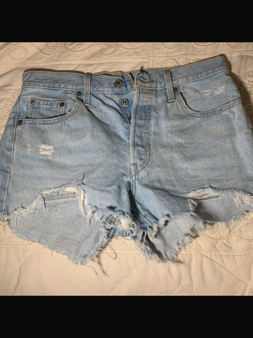 Levi's Light Blue Distressed Denim Cutoff Shorts